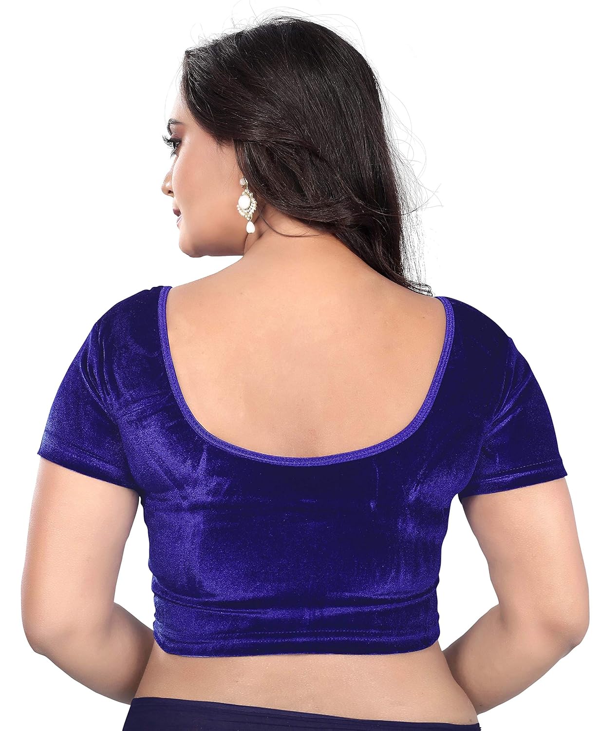 bright collection women's velvet lycra saree blouse (royal blue, free size)