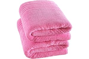 Hawmam Linen Jumbo Large Bath Sheets Towels 2-Pack 35 x 70 Inches Soft and Absorbent, Premium Quality 100% Cotton Towels (Pink, Bath Sheet)
