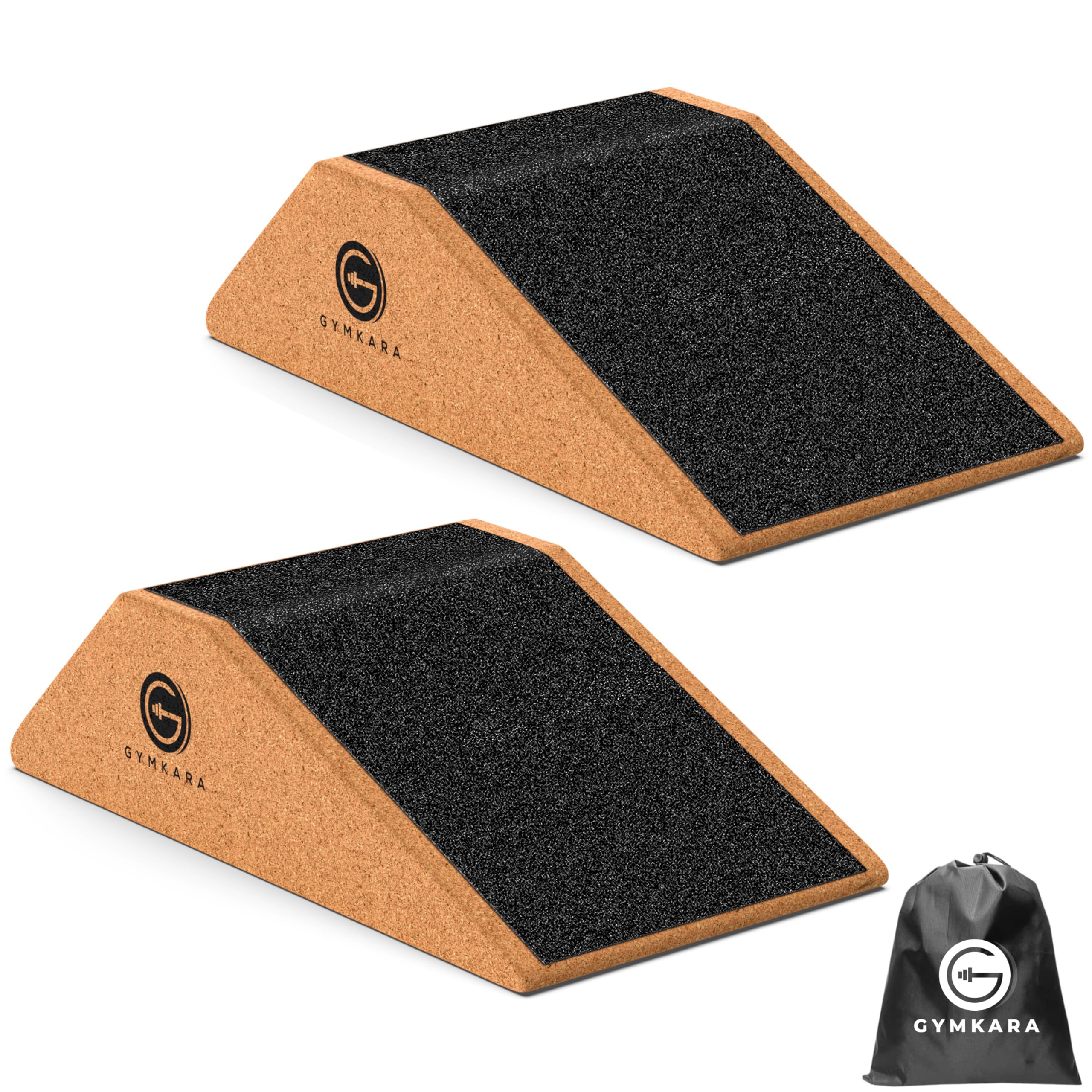 Photo 1 of Gymkara Squat Wedge Block Cork 2 Pack - Non Slip Heel Elevated Wedge and Calf Raise Block - Slant Board for Squats to Avoid Muscle Strain
