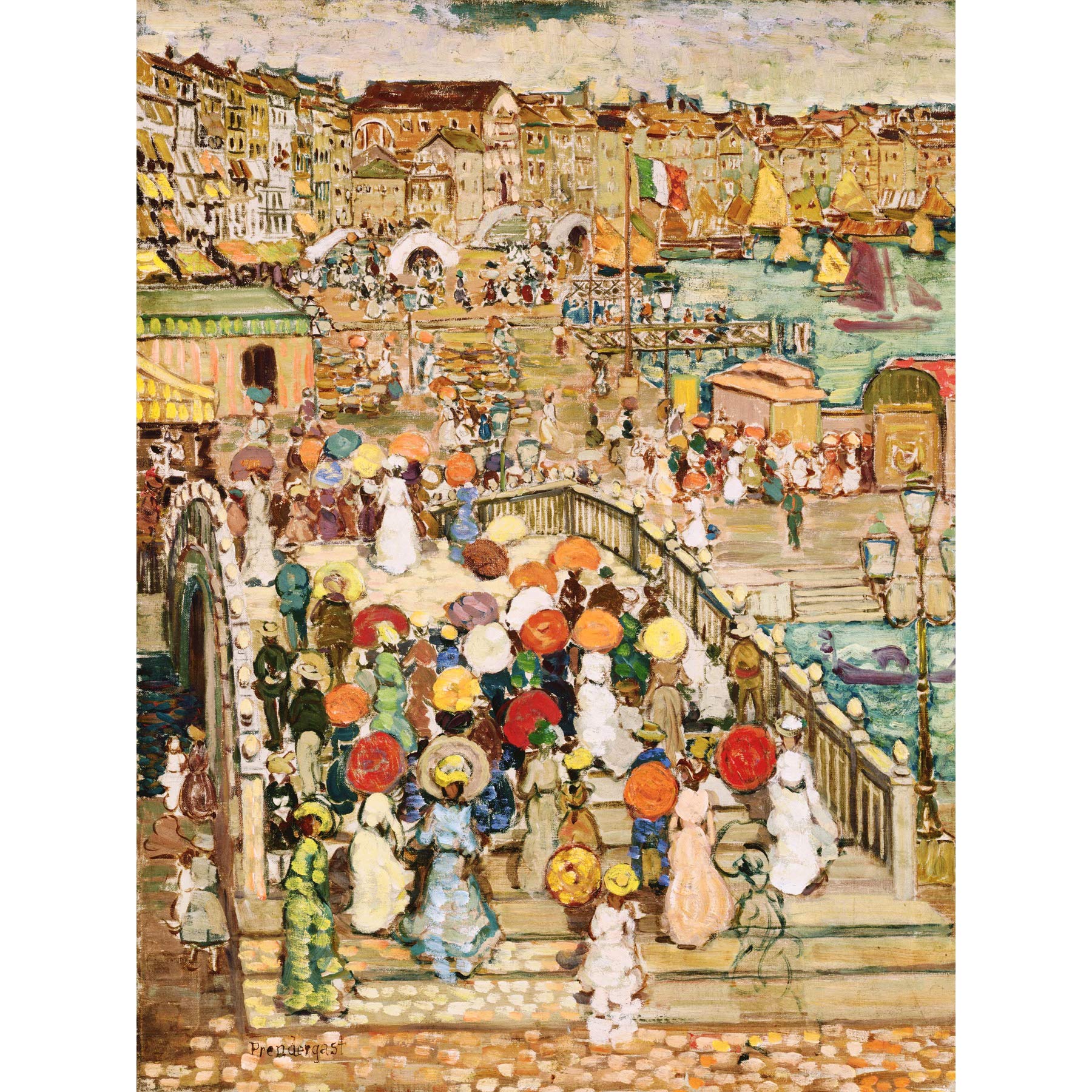 Prendergast Ponte Della Paglia Venice Bridge Painting Premium Wall Art Canvas Print 18X24 Inch