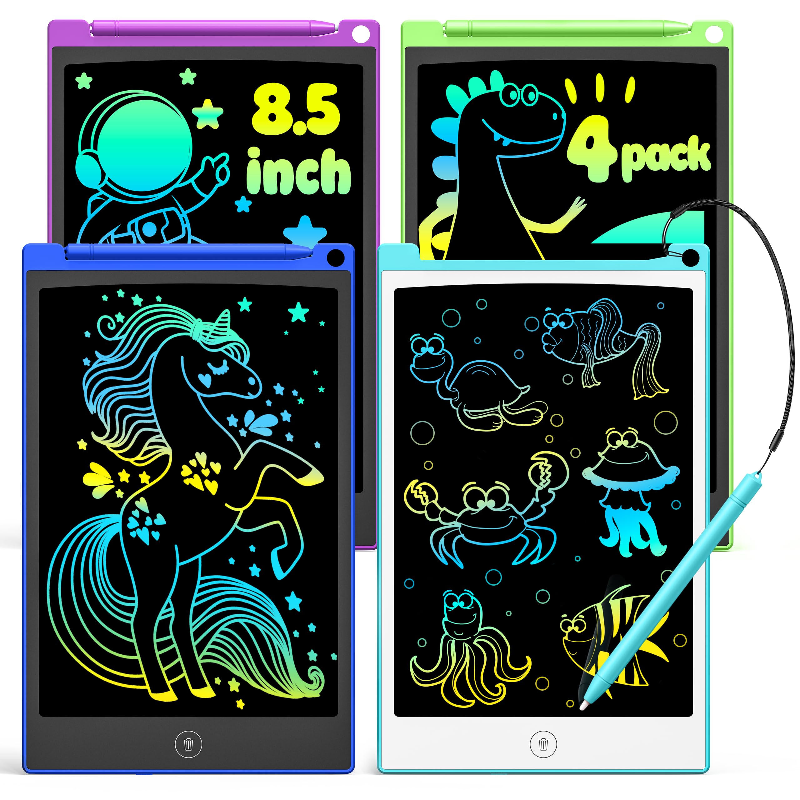 Photo 1 of TECJOE LCD Writing Tablet, 8.5 Inch Colorful Doodle Board Drawing Tablet for Kids, Kids Travel Games Activity Learning Toys Birthday Gifts for 3 4 5 6 Year Old Boys Girls Toddlers Preschooler