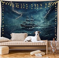 Ambesonne Landscape Tapestry, Stormy and Rainy