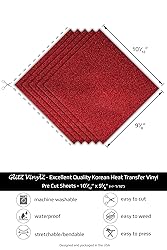 Red Glitter Heat Transfer Vinyl Sheets/HTV 5 Pack