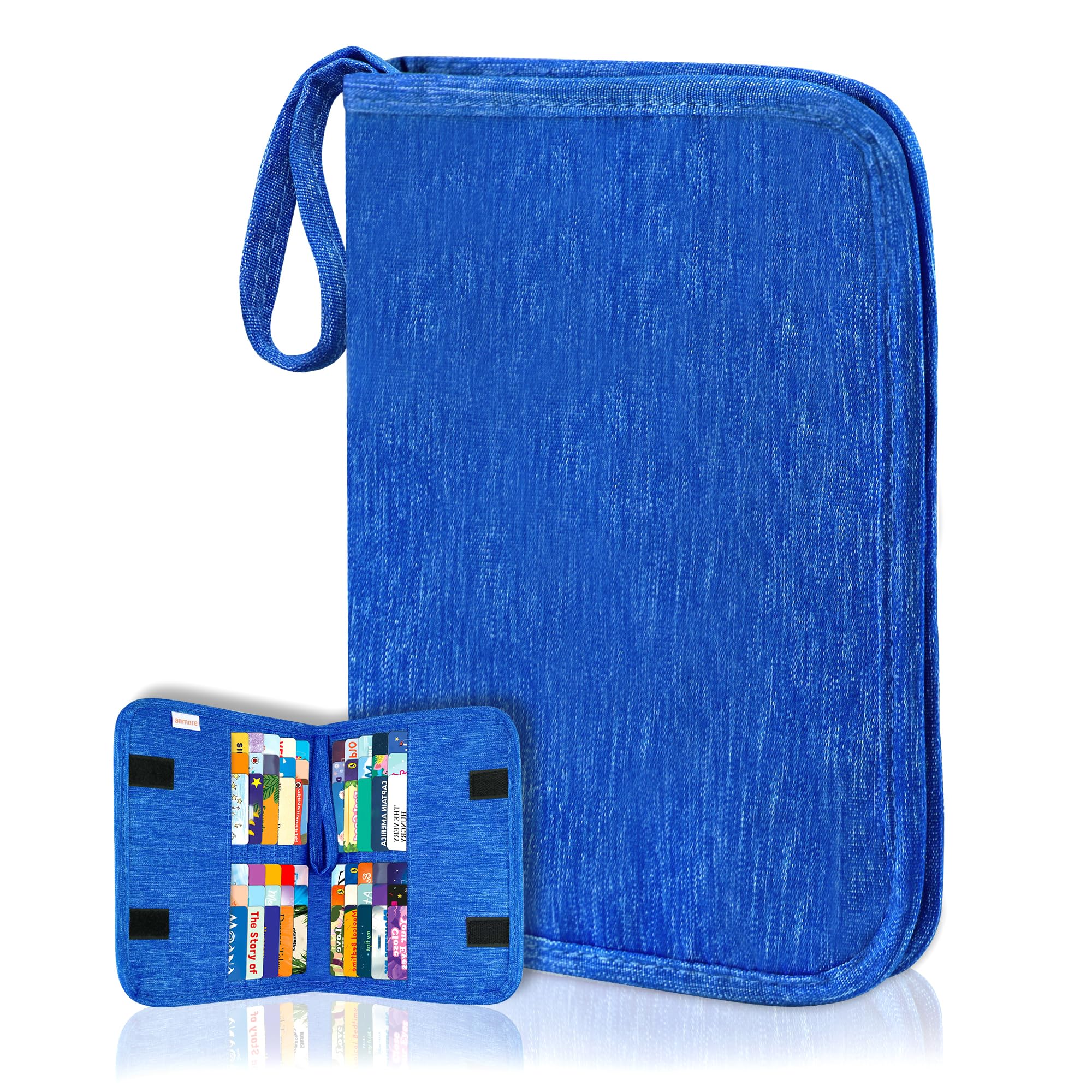 Annmore Trading Card Binder Compatible with Yoto Player Cards, 20 Pockets Carrying Cards Album, Storage Organizer Holder for Kids Game Cards, Blue