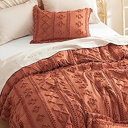 Bedsure Tufted Boho Comforter Set Twin - Terracotta