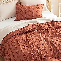 Bedsure Tufted Boho Comforter Set Full - Terracotta