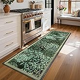 GarveeHome Forest Runner Rug, Dark Green Washable Runner Rug 2x6 for Kitchen, Botanical Low Pile Non Slip Stain Resistance Woodland Hallway Rug for Entryway Bedroom Laundry Room