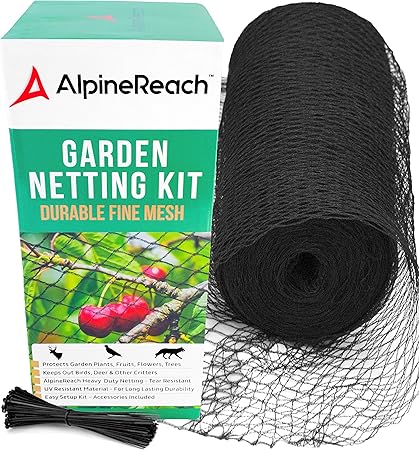 alpinereach kit de red de jardin de 7 5 x 65 pies de malla tejida negra extra resistente para proteger las plantas frutas y arboles esgrima