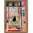 Fantasy Artists Henri Matisse Cat Wall Art, Framed Open Window Black Cat Canvas Poster Prints, Abstract Aesthetic Wall Decors for Living Room, Oil Paintings for Room Bathroom Decorations 16" X 24"