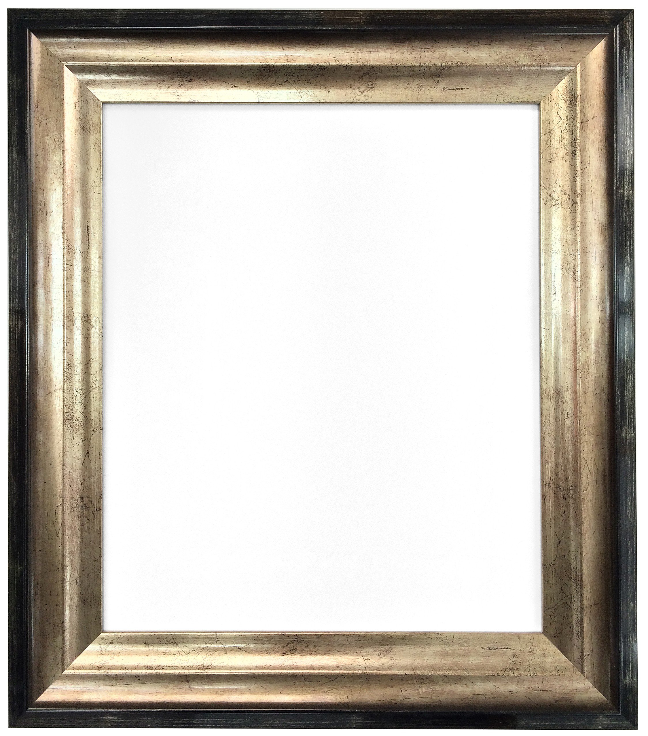 FRAMES BY POST Firenza Antique Distressed Black and Gold Picture Photo Frame Plastic Glass (14" x 8")