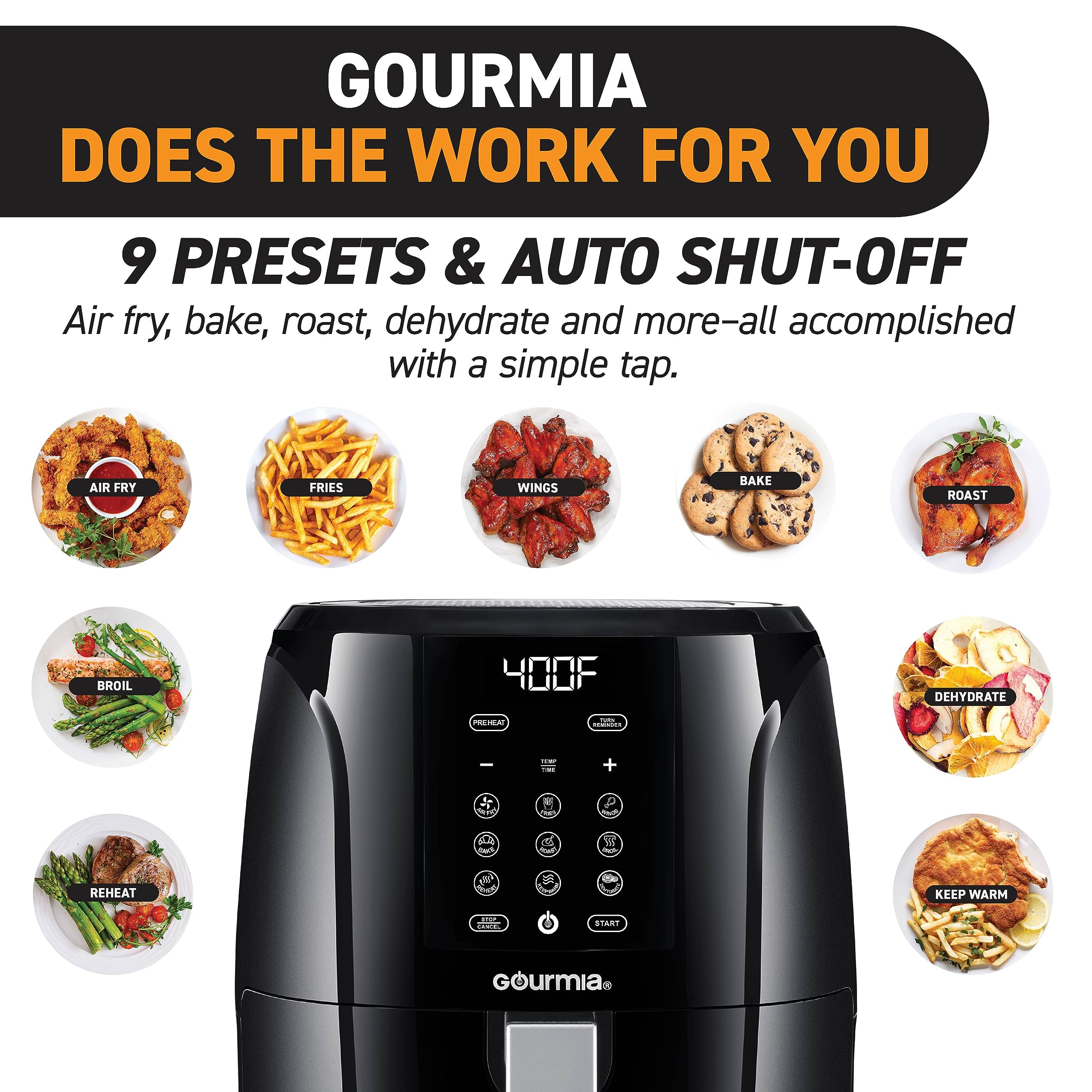 Gourmia Air Fryer Oven Digital Display 5 Quart Large AirFryer Cooker 12