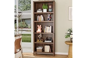 ENOUSHU 71" Tall Book Shelf, 5-Tier Floor Bookcase with Adjustable Shelves, 30" Wide Open Display Storage Bookshelf with Anti