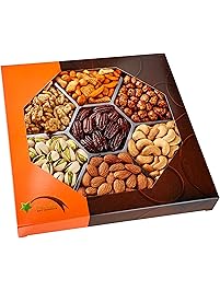 Five Star Gift Baskets, Holiday Nuts Gift Basket - Delightful Gourmet Food Gifts Prime Delivery -Birthday, Christmas, Mothers & Fathers Day Fruit Gift Box Assortment, Men, Women, Families & Corporate