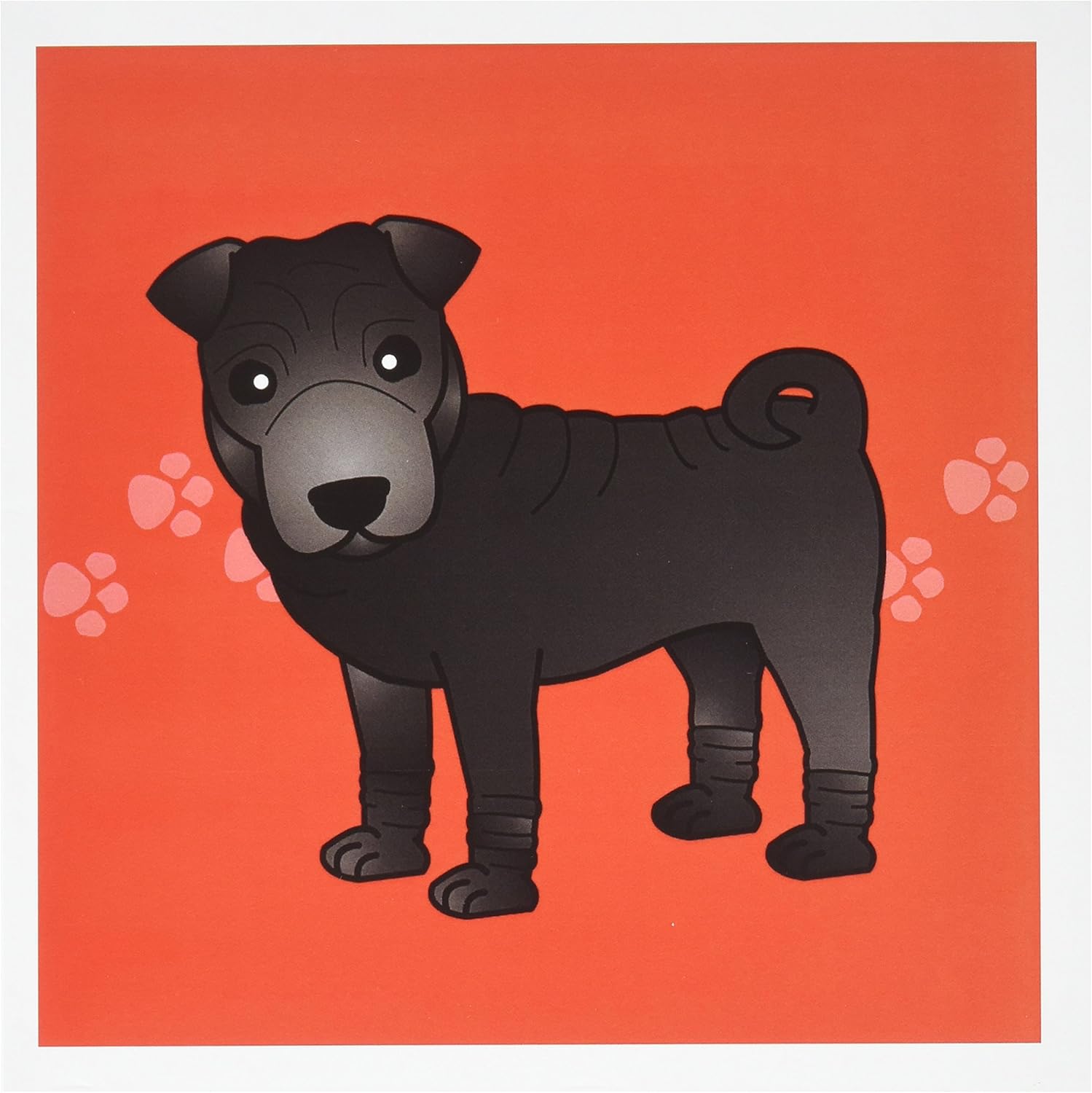 Amazon Com 3drose Cute Chinese Shar Pei Black Coat Red Paw