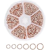Mandala Crafts Assorted Rose Gold Color Jump Rings Jewelry Findings Metal O Rings for Jewelry Making Supplies - 1250 4mm to 10mm Small Open Jump Rings Kit for Necklace Earring