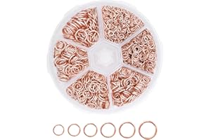 Mandala Crafts Assorted Rose Gold Color Jump Rings Jewelry Findings Metal O Rings for Jewelry Making Supplies - 1250 4mm to 10mm Small Open Jump Rings Kit for Necklace Earring