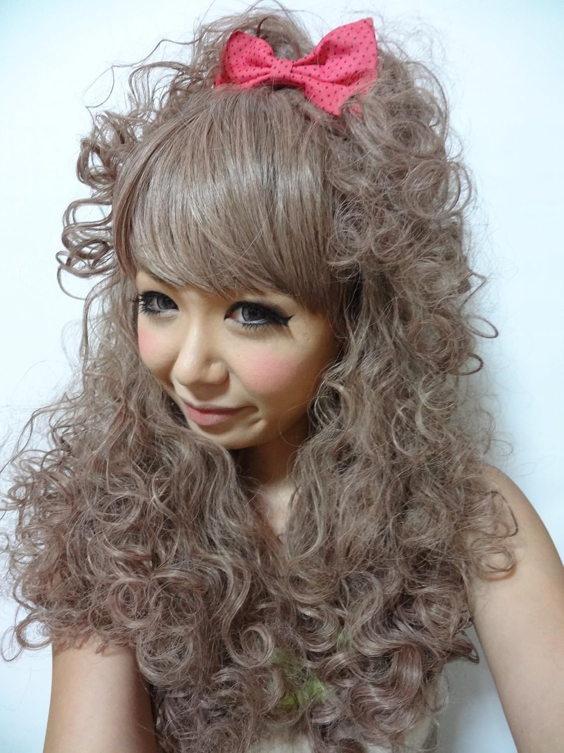 Amazon ギャル系ワッフル ソバージュロングウィッグ アッシュピンクブラウン ロング フルウィッグ ウィッグ Wig フルウィッグ 通販