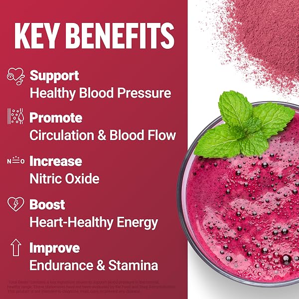 FORCE FACTOR TOTAL BEETS DELICIOUS SUPERFOOD POWDER WITH NITRATES TO SUPPORT HEALTHY BLOOD PRESSURE, CIRCULATION, BLOOD FLOW, NITRIC OXIDE, ENERGY, STAMINA & CARDIOVASCULAR HEART HEALTH, 30 SERVINGS