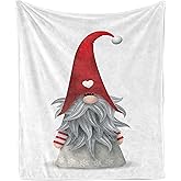 Ambesonne Gnome Soft Flannel Fleece Throw Blanket, Nordic Tonttu Myth Finnish Creature Nisser Scandinavian Folklore Print, Cozy Plush for Indoor and Outdoor Use, 50" x 60", Grey Ruby