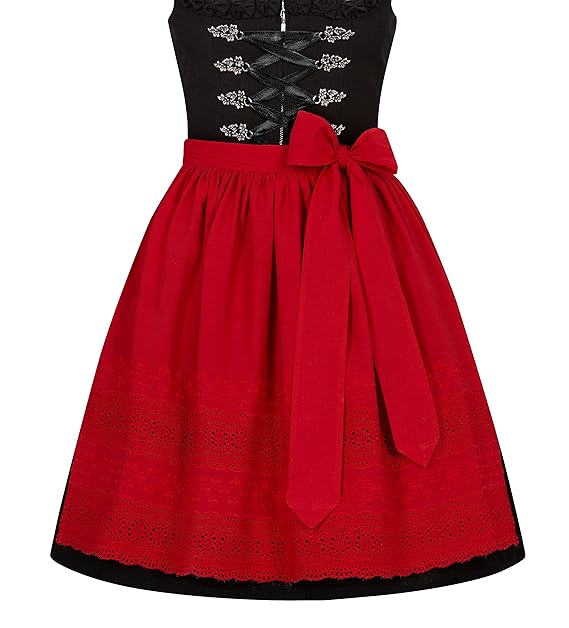 Steindl Trachten München-Salzburg Dirndlschürze 100% Baumwolle rot - 48cm (Mini), 57cm (Midi)
