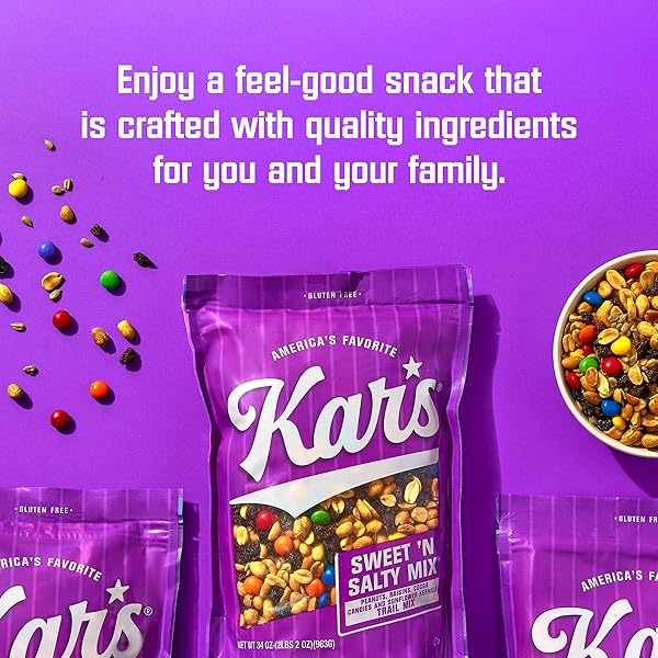 KAR’S NUTS SWEET ‘N SALTY TRAIL MIX, 2 OZ POUCH (PACK OF 72), GLUTEN-FREE TRAIL MIX SNACK