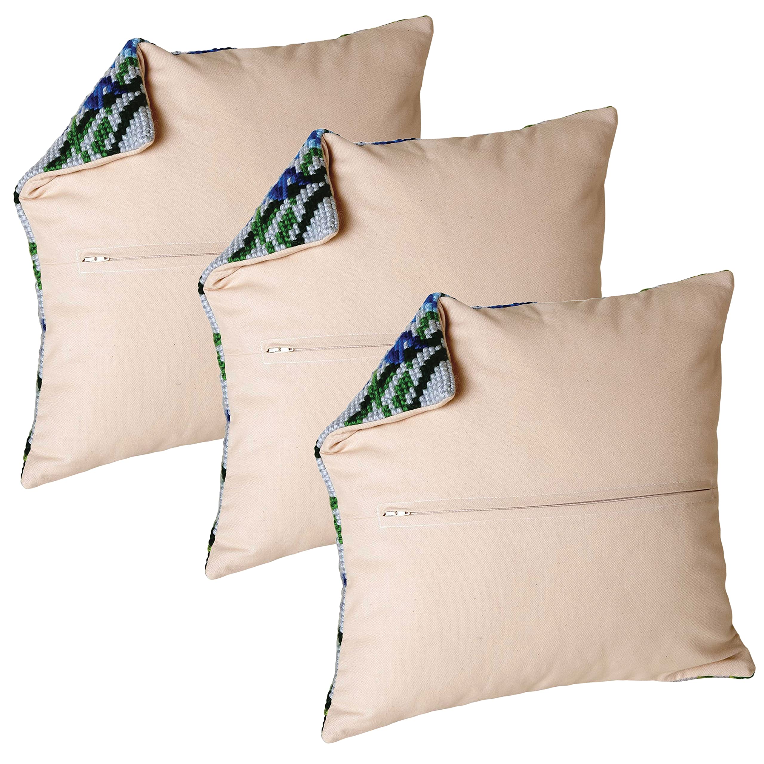 Thea Gouverneur Cushion Back Kit with Zipper - Set of 3 - Beige - for Any 16x16 Inch (40x40cm) Cushion- Cross Stitch Creations - Embroidery - Embroidery Kit for Adults - 23.59993