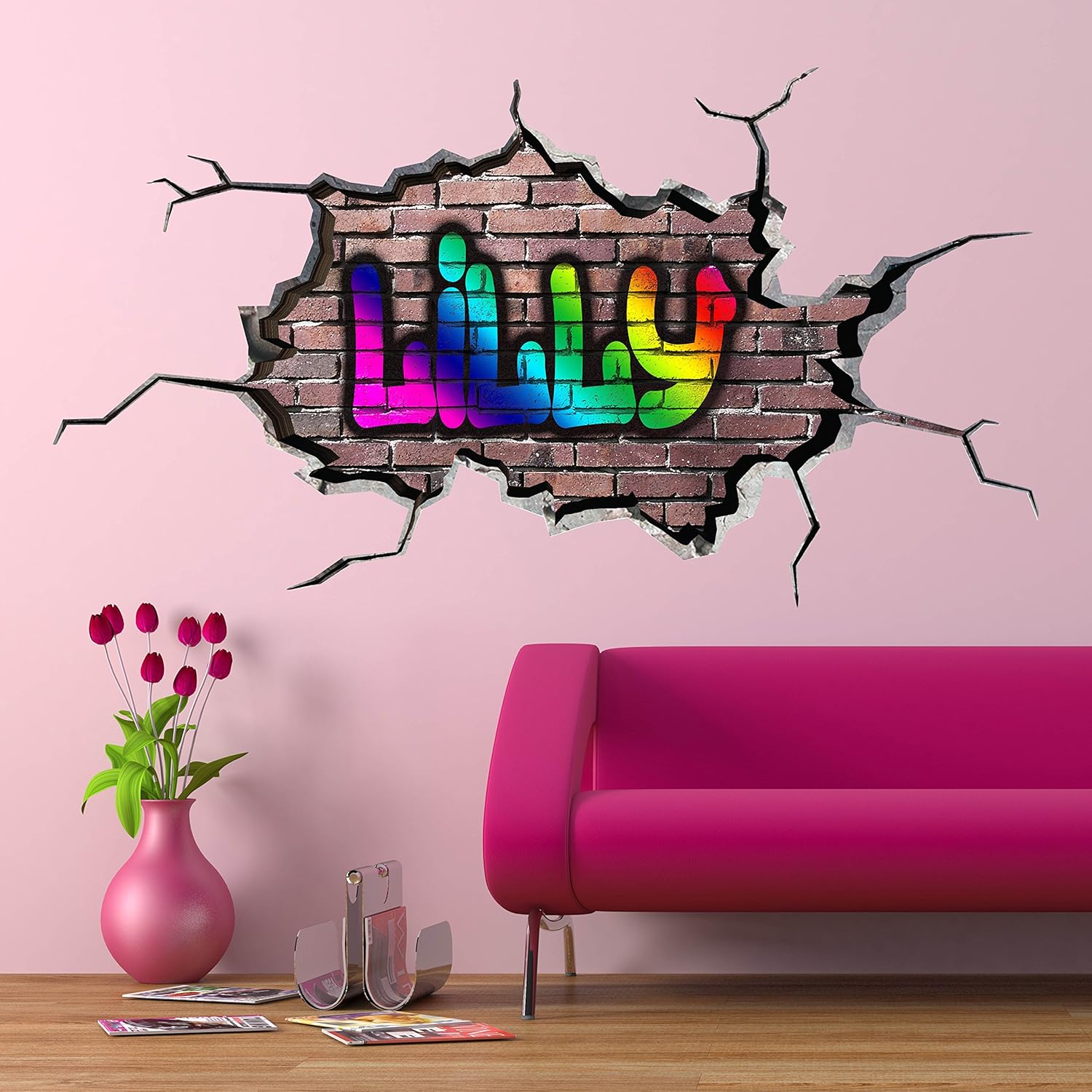 Amazon Com Personalized Full Multi Color Custom Graffiti Name Cracked Wall Art Stickers Decor For Kids Vinyl Decals Murals Graphics Prints Wsdpgn21 Baby