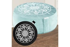 Hihealer Meditation Cushion - Large Velvet Zafu Floor Pillow for Adults and Women - Comfortable Yoga Pillow with Traditional Tibetan Buckwheat Filling for Meditation and Relaxation