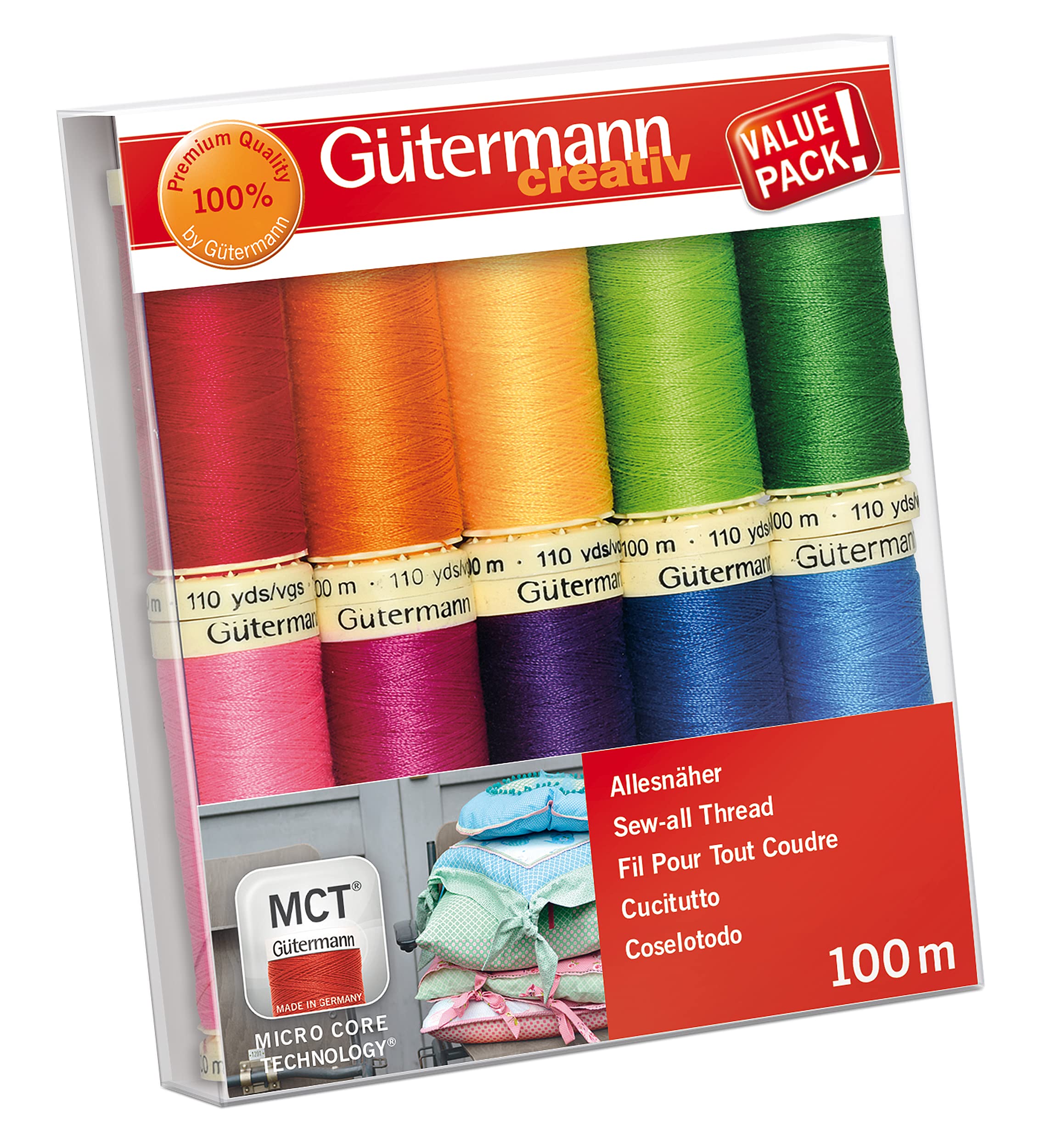 Gütermann creativ Sewing thread set with 10 spools Sew-all Thread 100 m in different colours