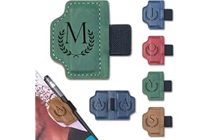 WACANTIC Custom Bygone Mark Bookmark with Pen Holder, Erebloom Personalized Magnetic Leather Pen Holder Bookmark with Initial, Leather Magnetic Book Marks for Men Women Readers,Book Lovers (Green, M)