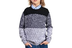 BOBOYOYO Boys Sweaters 100% Cotton Cable Knit Stripe Sweater Kids Crew Neck Pullover Toddler School Uniform Child Casual Top