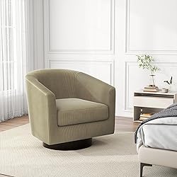 Swivel Barrel Accent Chair, Modern Round Corduroy