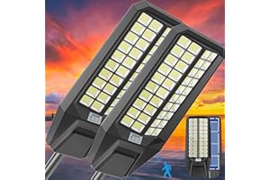 IOBZSM Solar Street Light 7000K 800000LM Auto On/Off Dusk to Dawn IP67 Waterproof Motion Sensor for Security & Outdoor Lighting (8000W-2Pack)