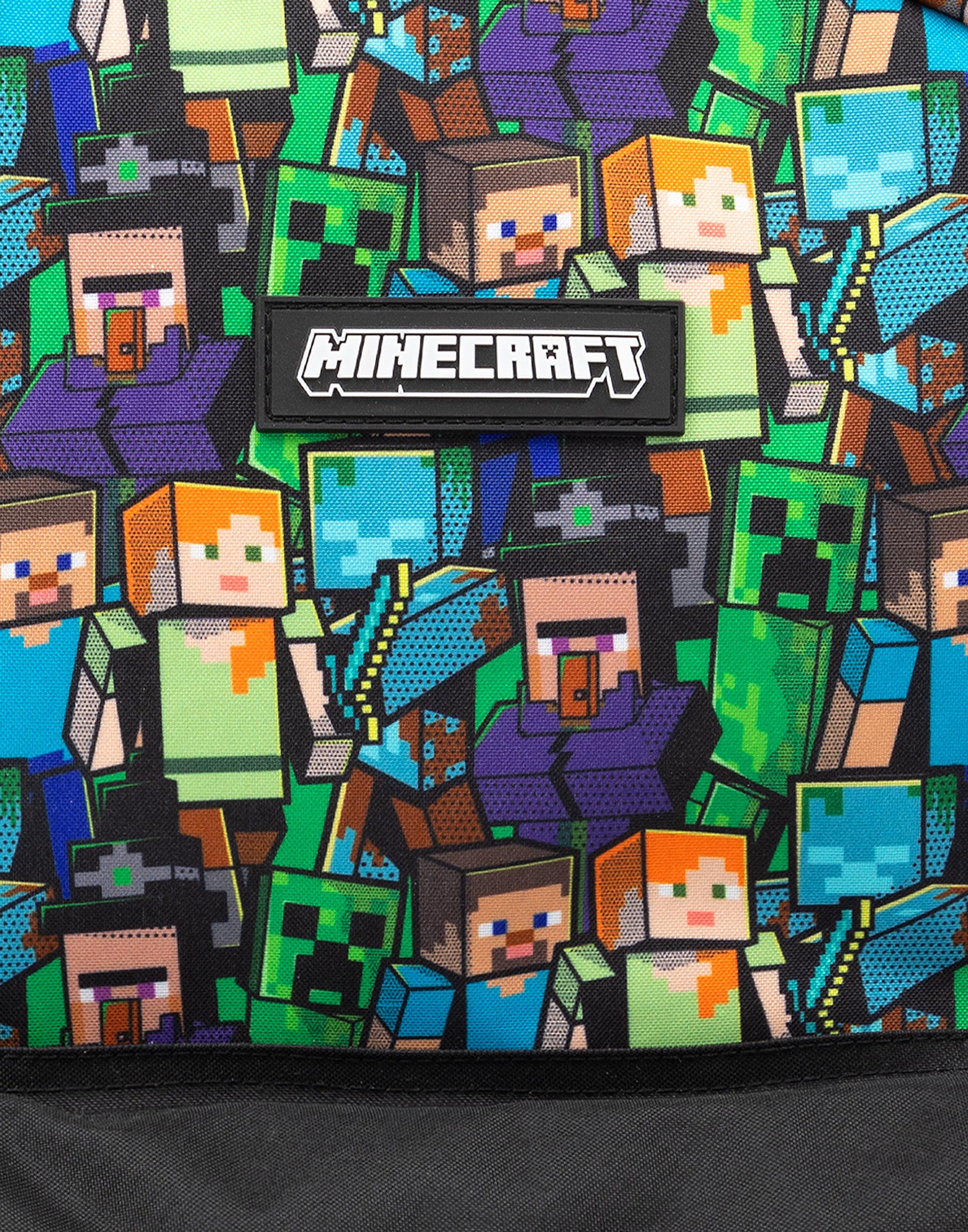 Minecraft Backpack For Boys | Kids Gamer Black School Rucksack | Green Creeper Zombie Skeleton Enderman & Cave Spider