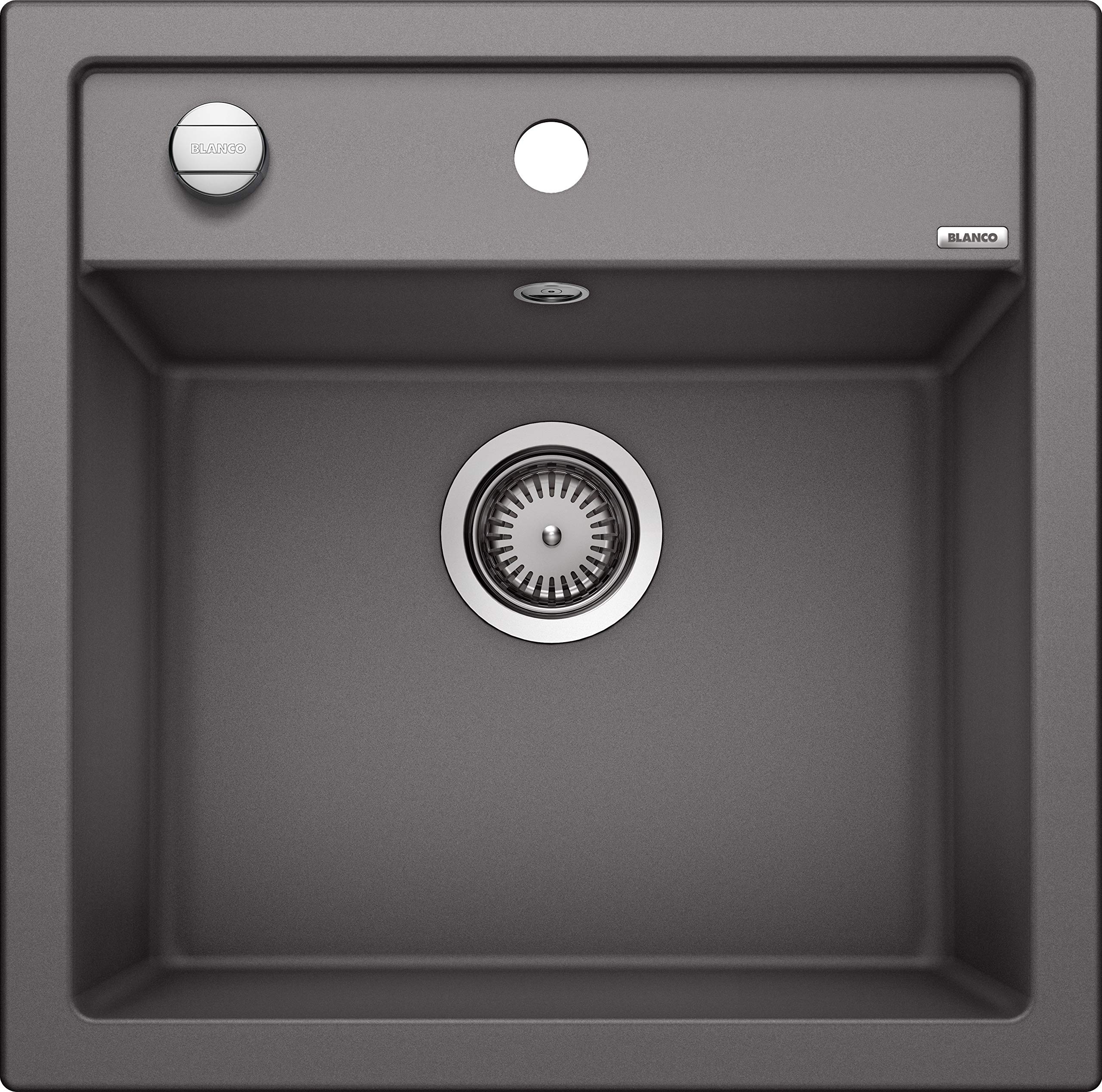 BLANCO DALAGO 5 | SILGRANIT Sink in Rock Grey | Installation Type: Inset Installation from Above | for 50 cm Wide Base cabinets | Spacious Bowl Volume | Easy-Care Surface | [51.5x51x20.2 cm]