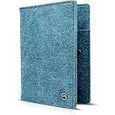 Snazzy Hawk RFID Travel Passport Holder – Slim Credit Card & Document Organizer, Boarding Pass Wallet, Denim Eco Plane Essential Case Cover for Men Women (Blue Denim)