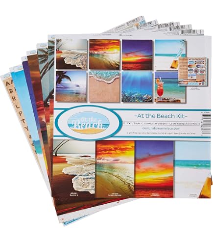 Reminisce Scrapbook-Set 'Florida' – 8 Blatt Premium-Papier (30,5x30,5 Cm) & 1 Stickerbogen | Säurefrei, Für Alben & Karten