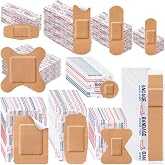 Geiserailie 300 Pcs Adhesive Fabric Bandages Bulk,Flexible Fabric Bandage | Antibacterial Waterproof Individually Wrapped Sterile, Assorted Sizes for First-aid Scrapes Cuts Fingers Knuckles