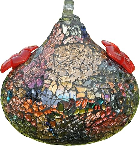 Amazon Com Bird Brain Sequin Glass Hummingbird Feeder Orange