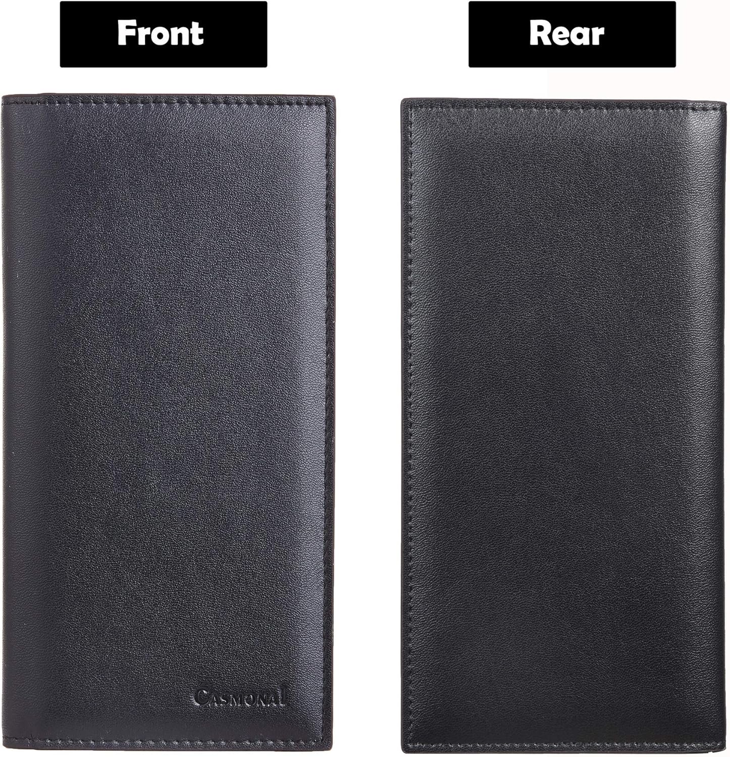 Casmonal Genuine Leather Checkbook Cover For Men & Women Checkbook Holder Wallet RFID Blocking(Black) at  Women’s Clothing store