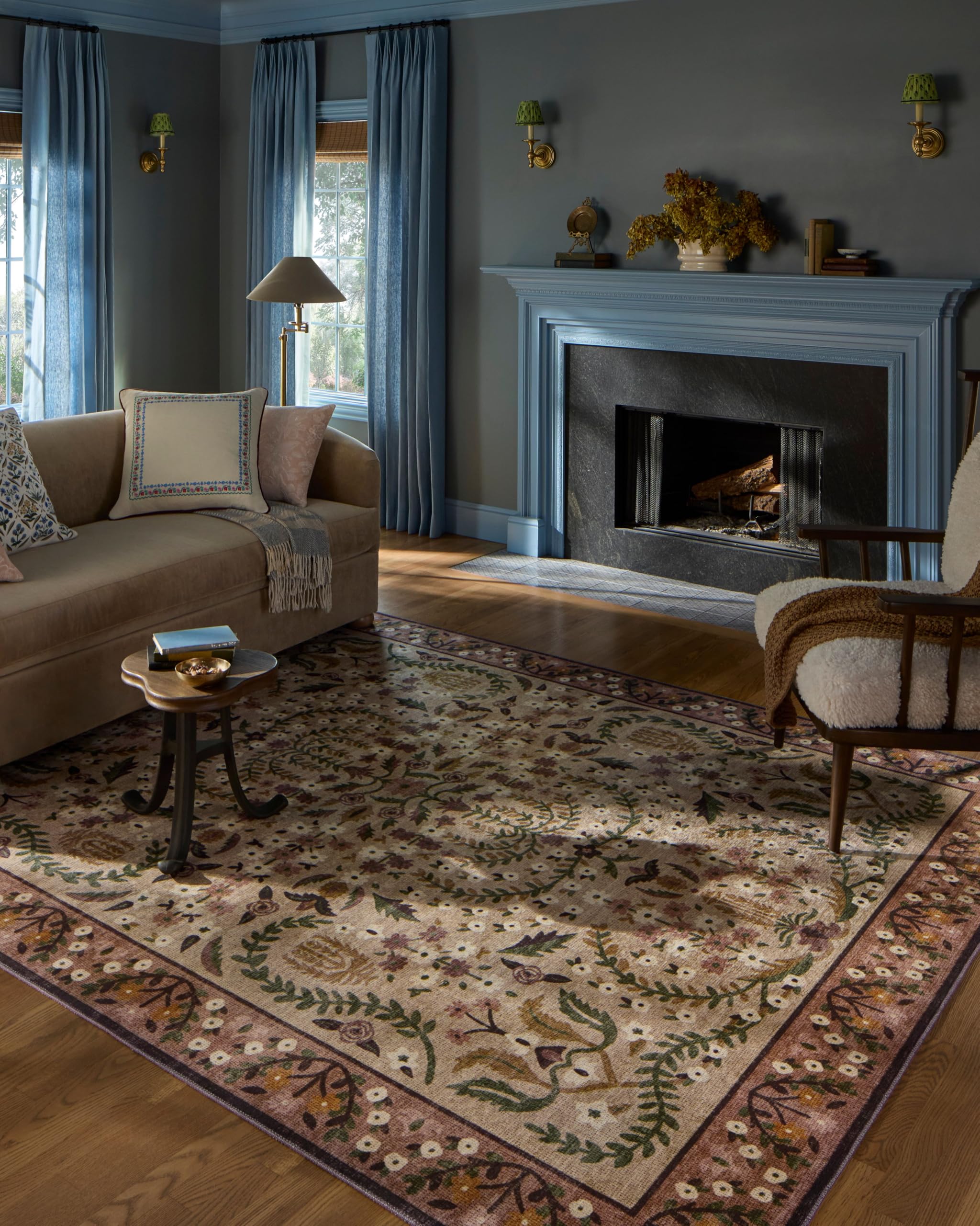 Photo 1 of Loloi Rifle Paper Co. Canopy Collection CNP-03 Aubergine 7'-6" x 9'-6" Area Rug