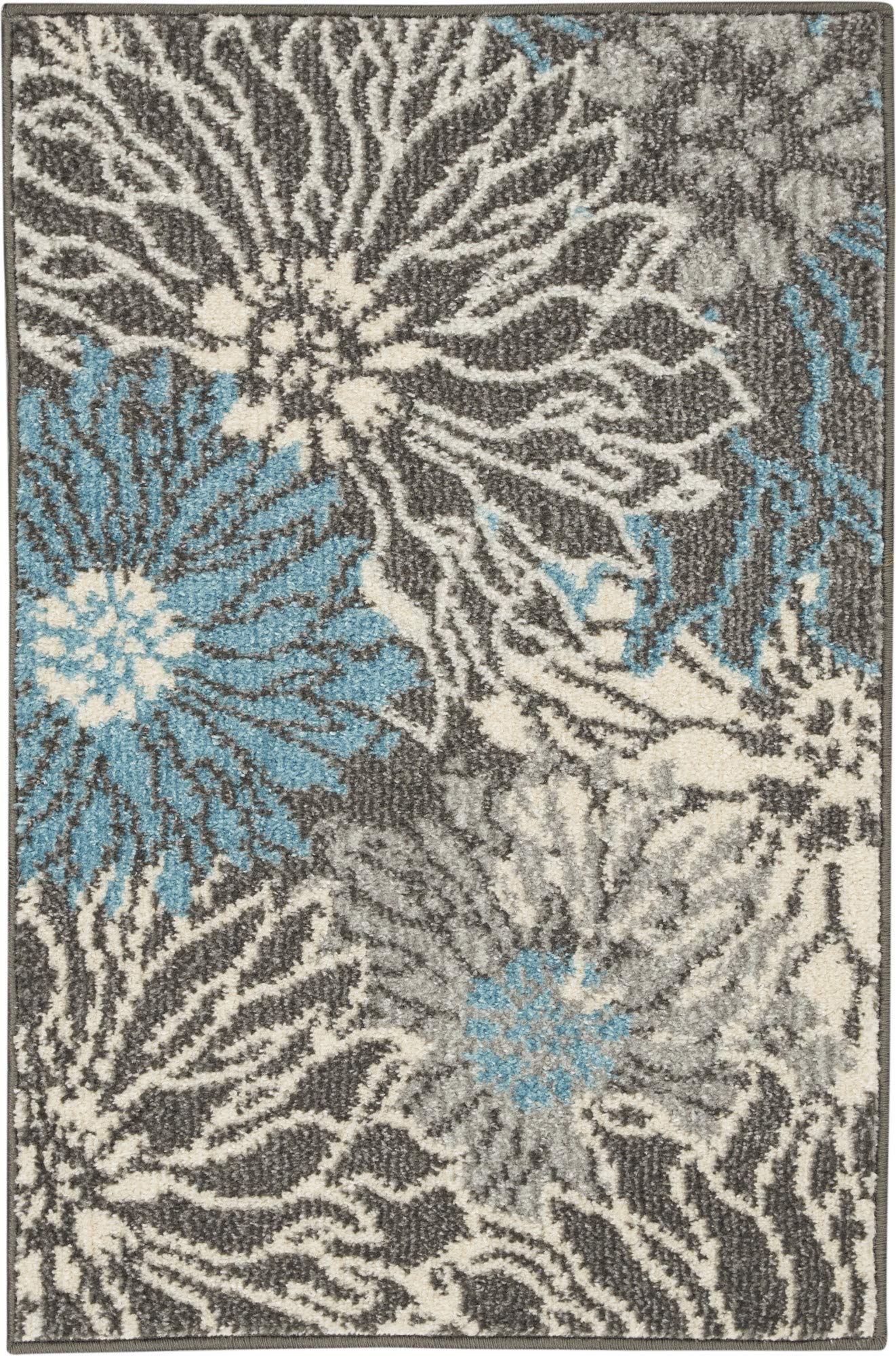 Nourison Passion Floral Chic Charcoal/Blue Area Rug (2' x 3')