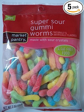 Amazon Com Super Sour Gummi Worms 5 Bags 7oz Each Gummy
