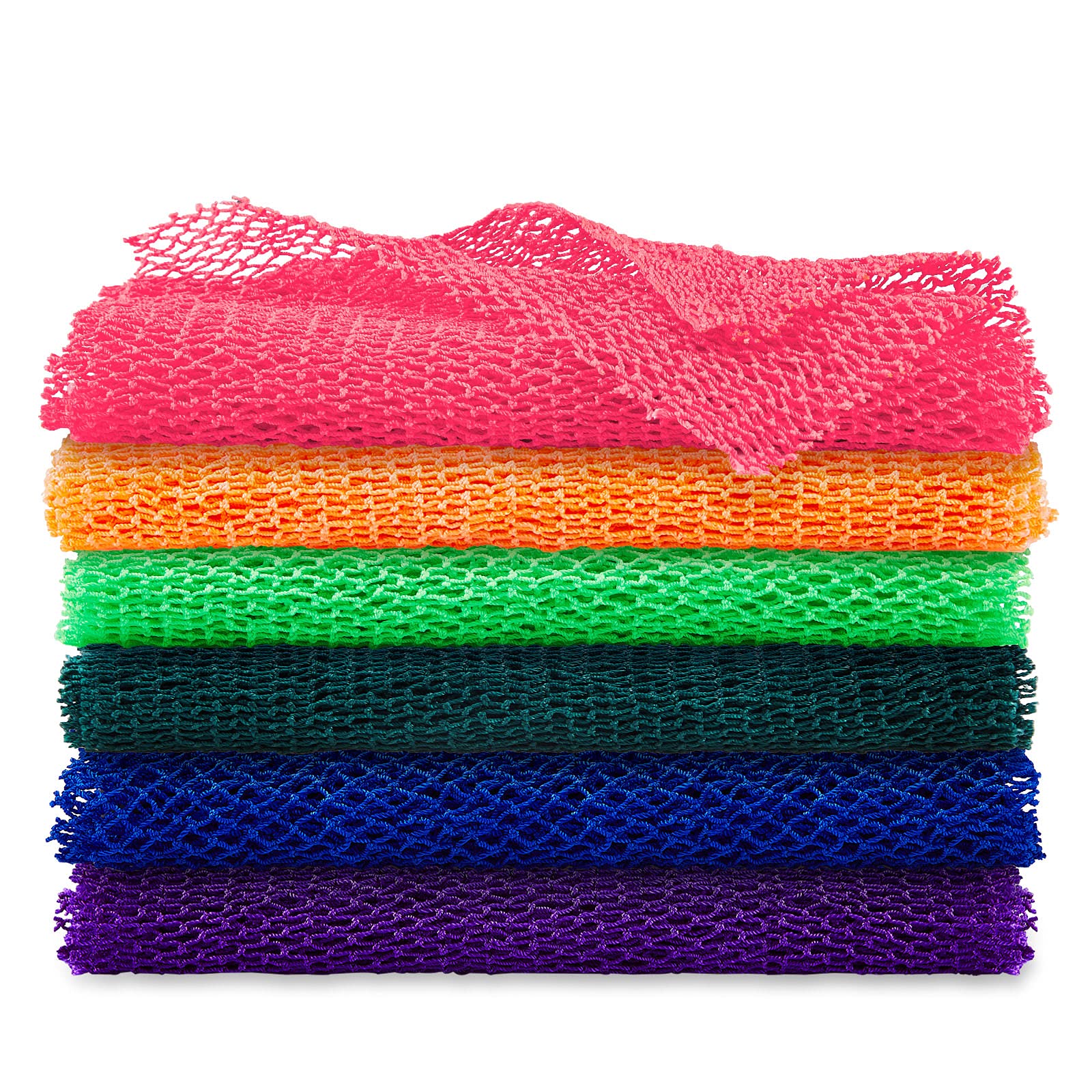 6 Pieces Body Exfoliating African Net Bath Sponge Exfoliating Shower Body Scrubber Back Scrubber Skin Smoother for Daily Use or Stocking Stuffer (Assorted Color)