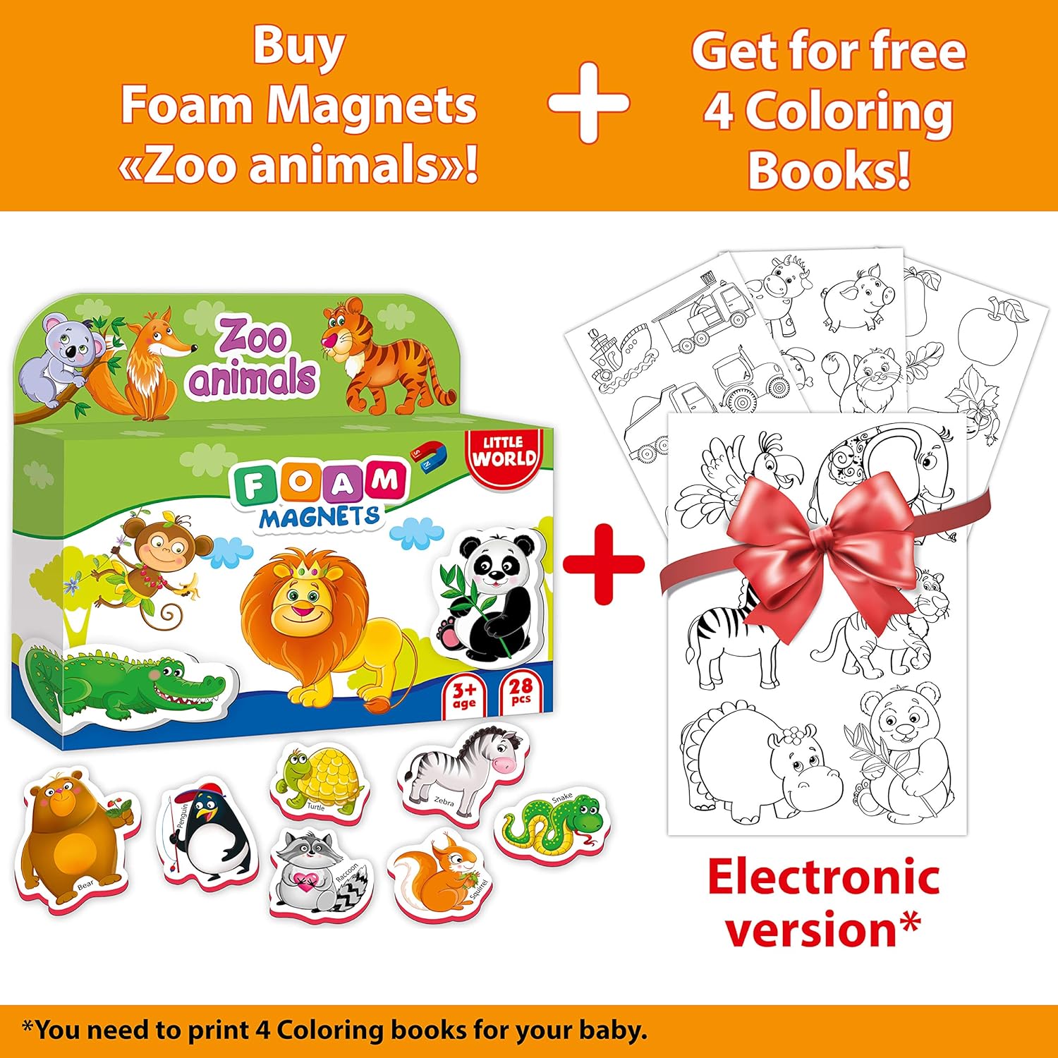 Little World Foam Fridge Magnets for Toddlers Age 1 2 3 - Refrigerator Magnets for Kids – Large Baby Magnets Toy – Set of 28 Magnetic Animals for Toddler Learning – Safe Kids Magnets: Toys & Games