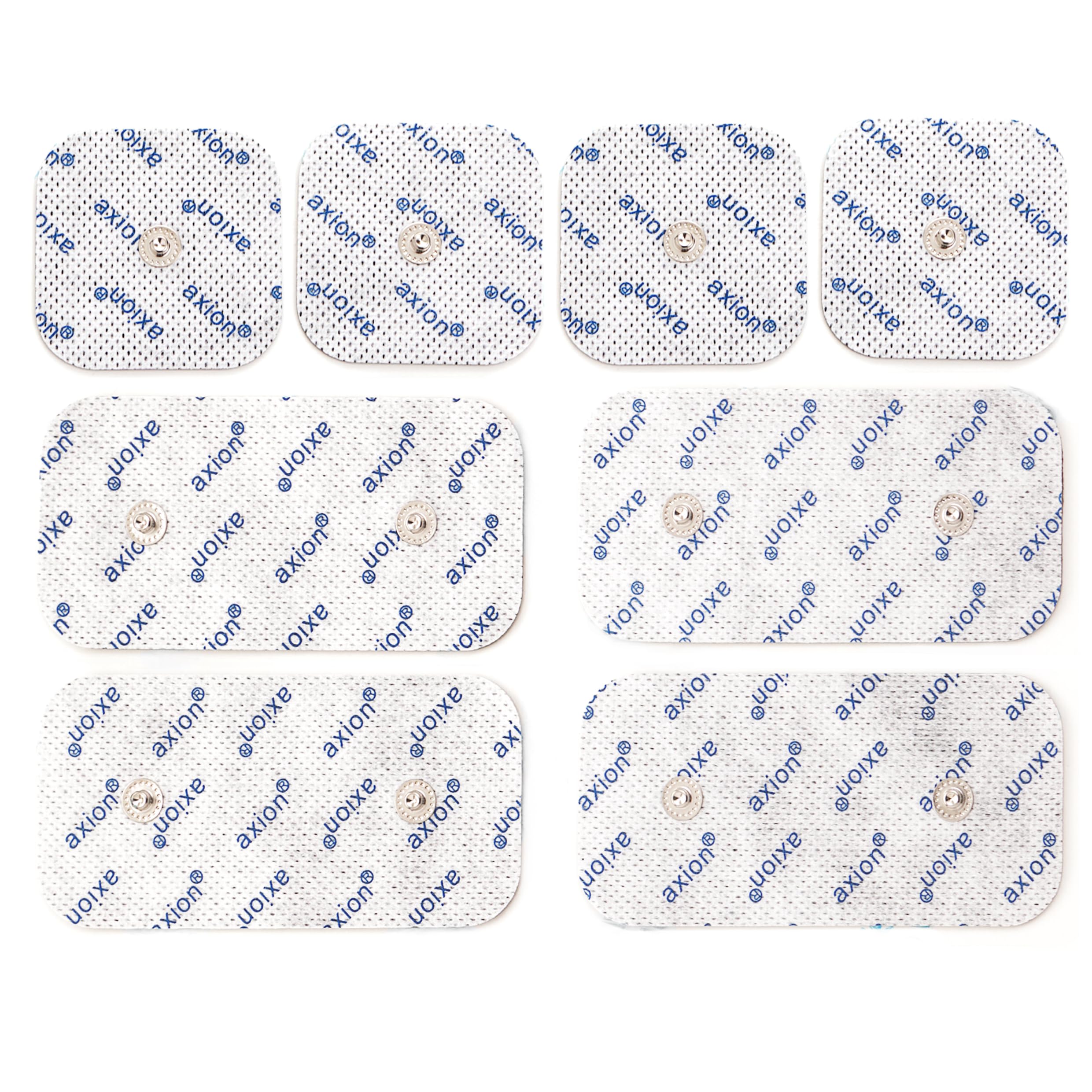 Mix set with 8 Electrodes from axion | Compatible with Compex Muscle Stimulation Devices with 3.75 mm Snap Push Button | TENS and EMS Pads for muscle stimulation and pain treatment