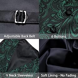 Barry.Wang Hunter Green Vest Men Paisley Silk