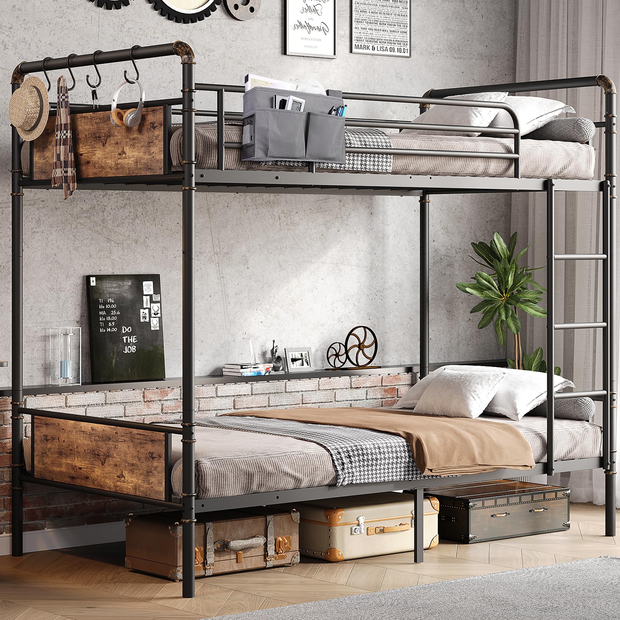 Jocoevol Metal Bunk Bed Twin Over Twin Industrial Bunkbeds Heavy Duty jocoevol-metal-bunk-bed-twin-over-twin-industrial-bunkbeds-heavy-duty