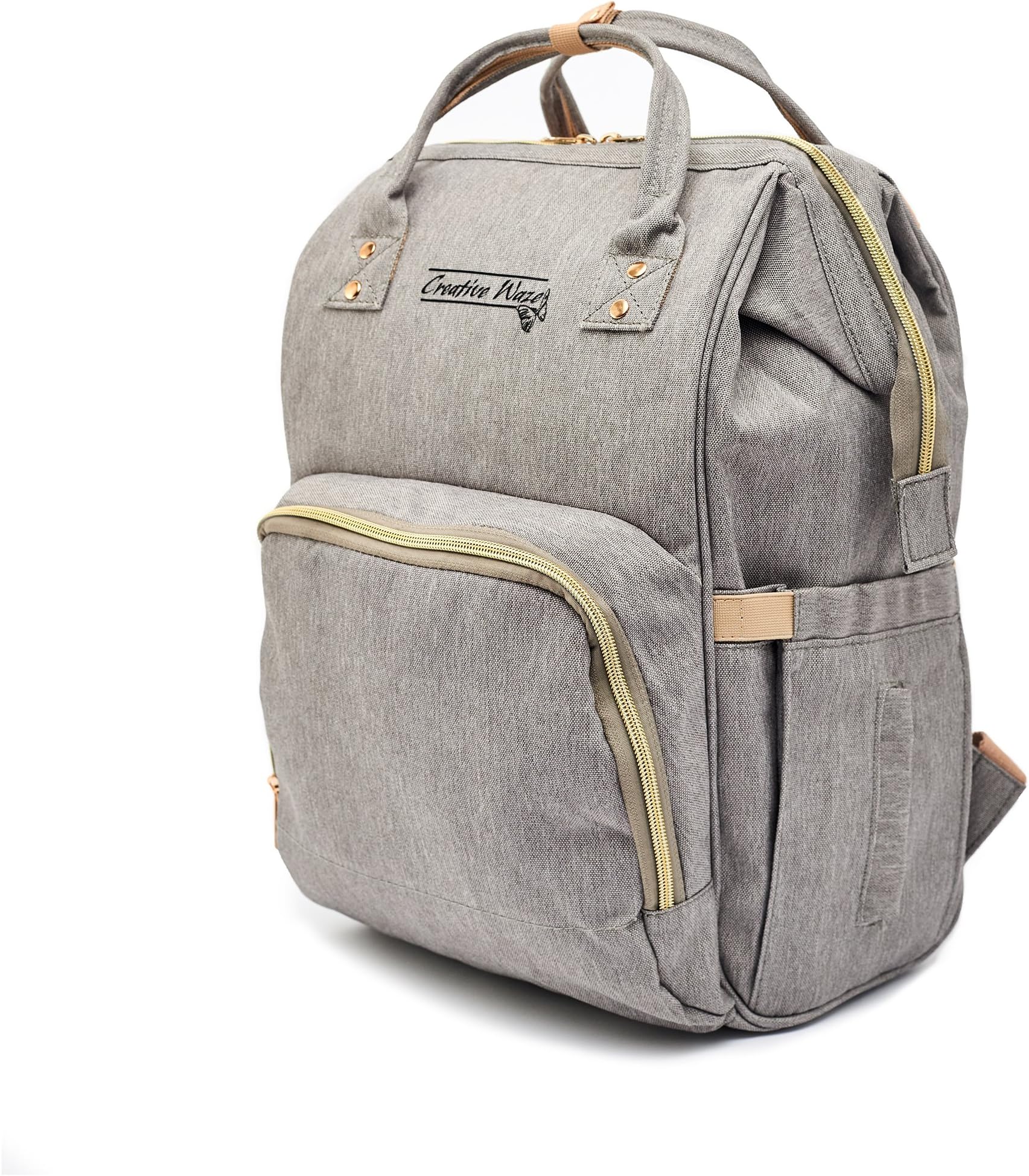 Fashion Diaper Backpack Baby Diaper Bag Large Capacity, Nappy Bag , Travel baby Bag w/Stroller Straps (Gray)