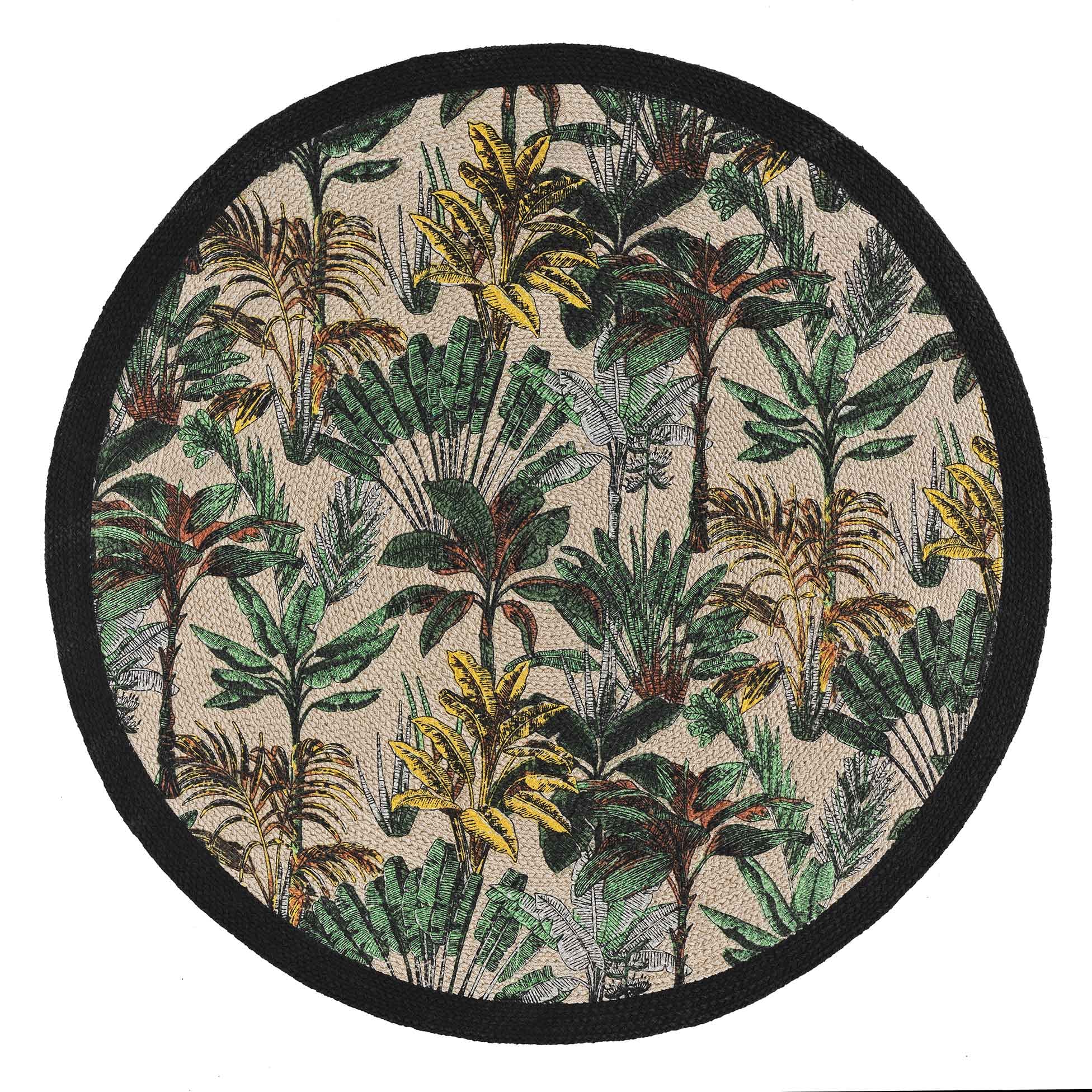 Douceur d'Intérieur, Balinesia Printed Round Polycotton Rug 120cm